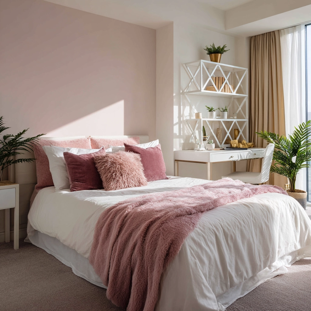 pink and white bedroom 43