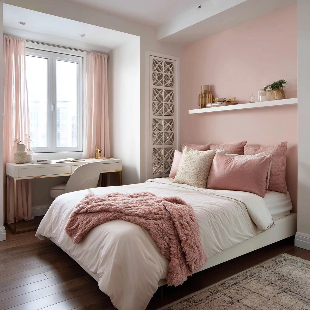 pink and white bedroom 44