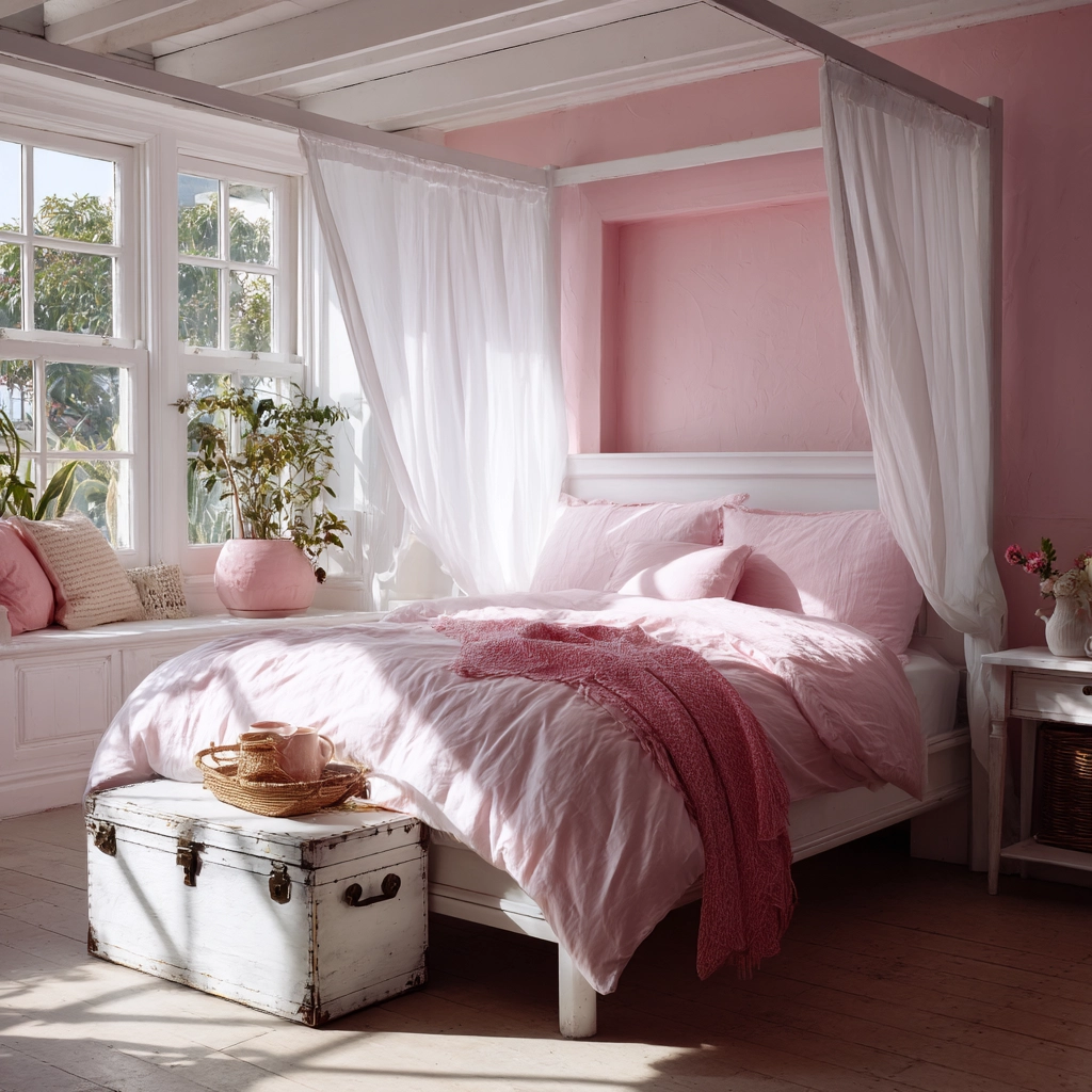 pink and white bedroom 46