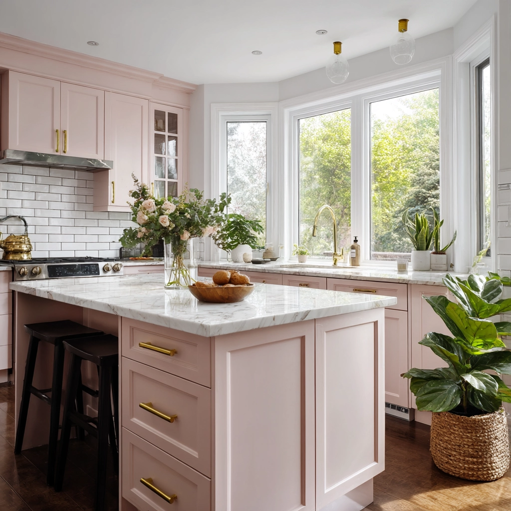 pink kitchen cabinets 11