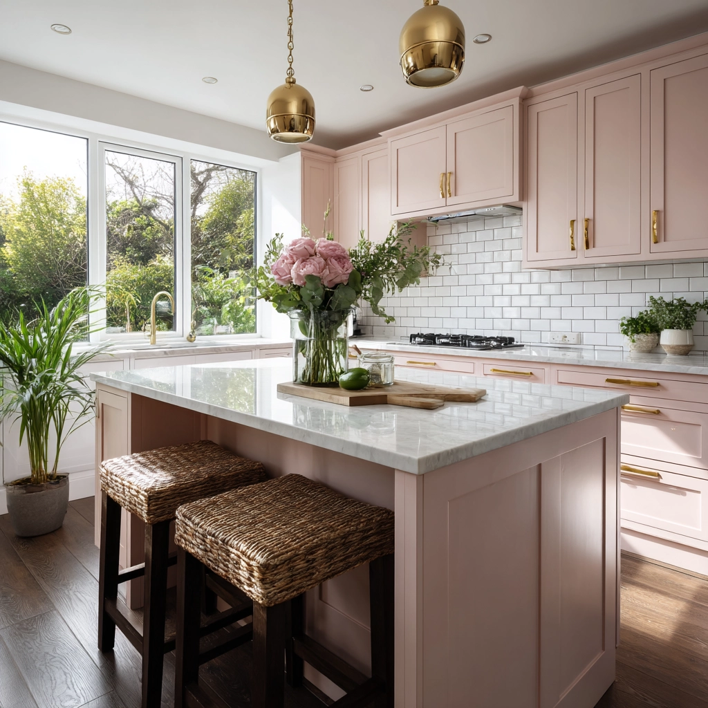 pink kitchen cabinets 12