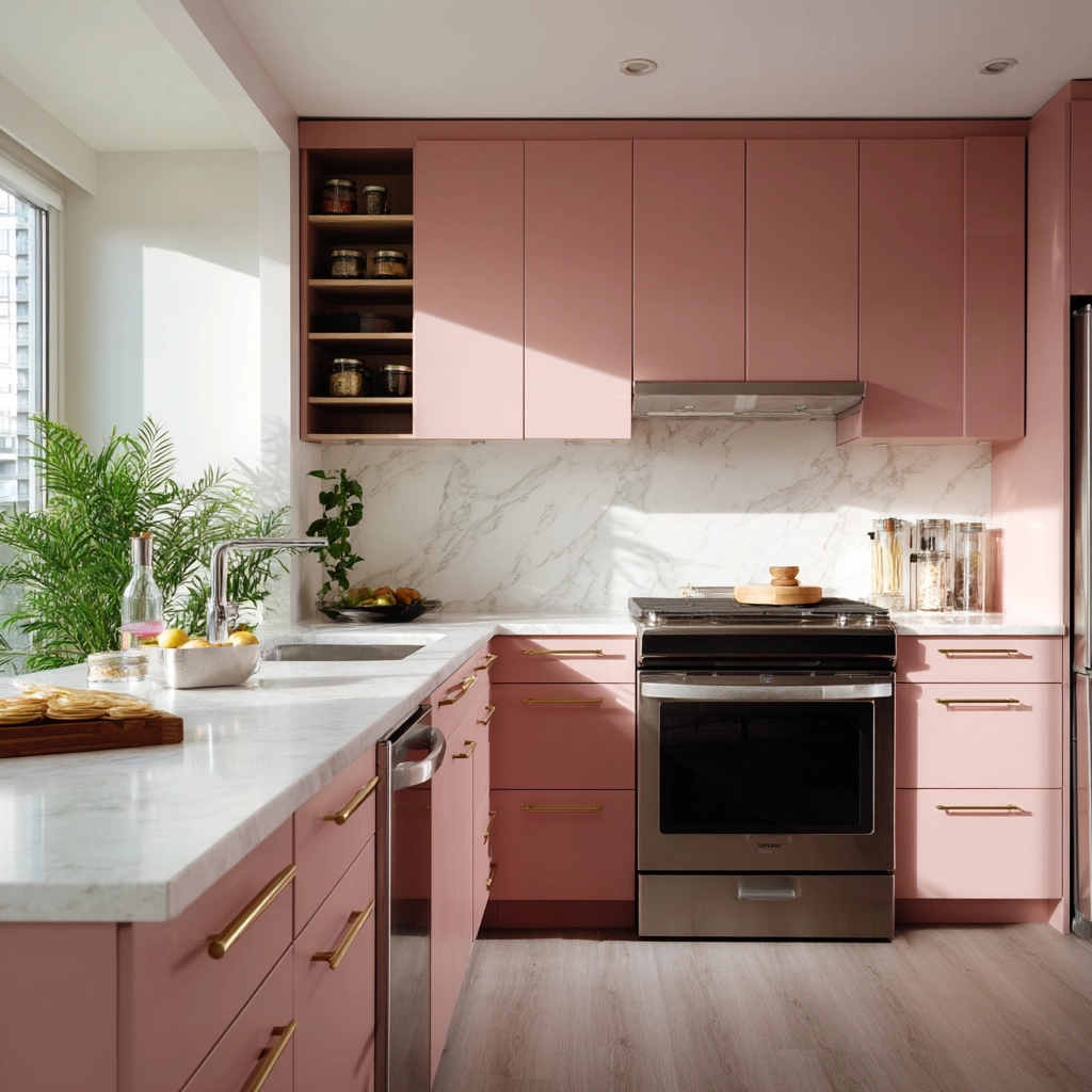 pink kitchen cabinets 13