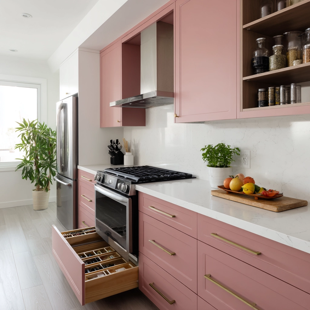 pink kitchen cabinets 15