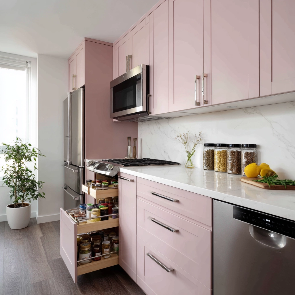 pink kitchen cabinets 16