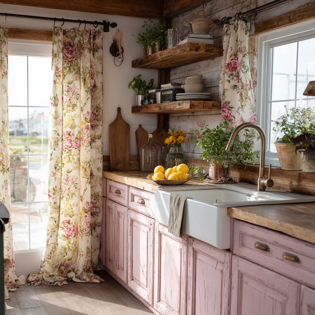 pink kitchen cabinets 17