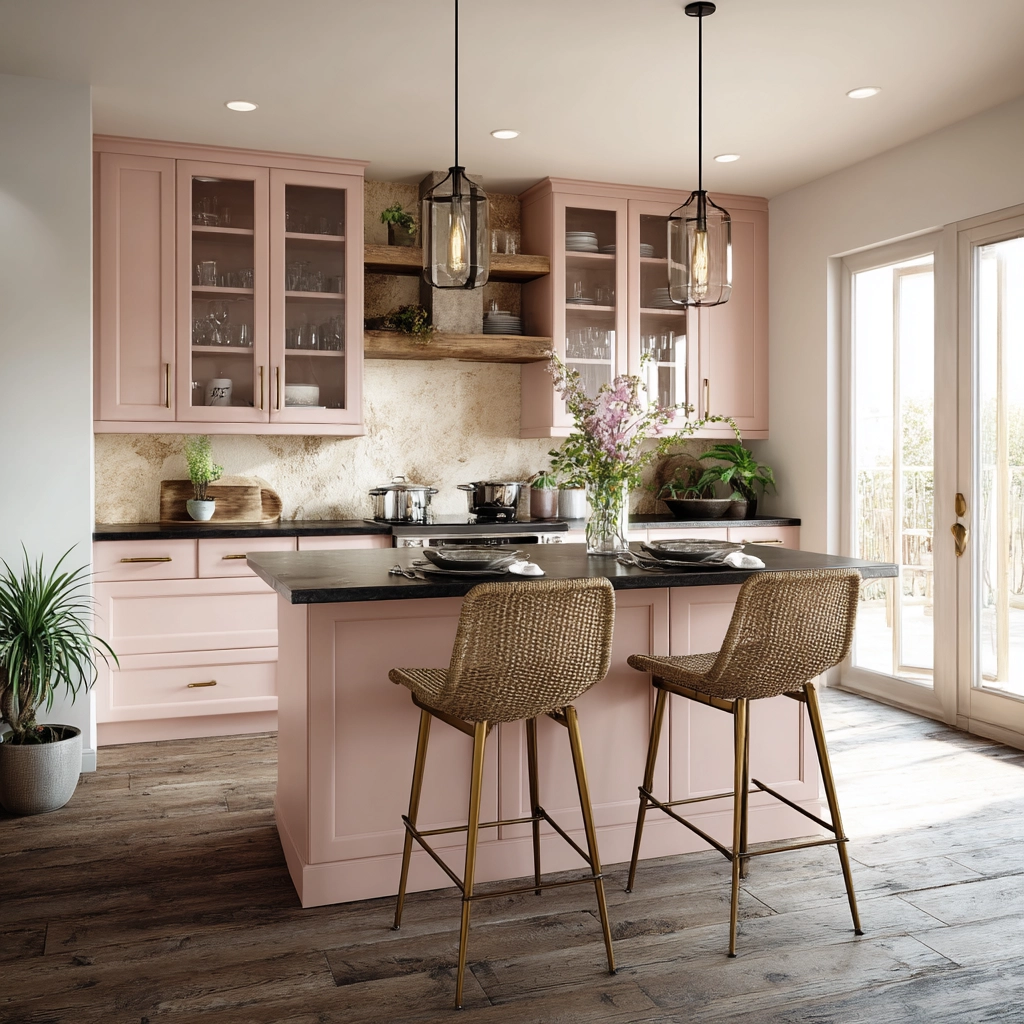 pink kitchen cabinets 29