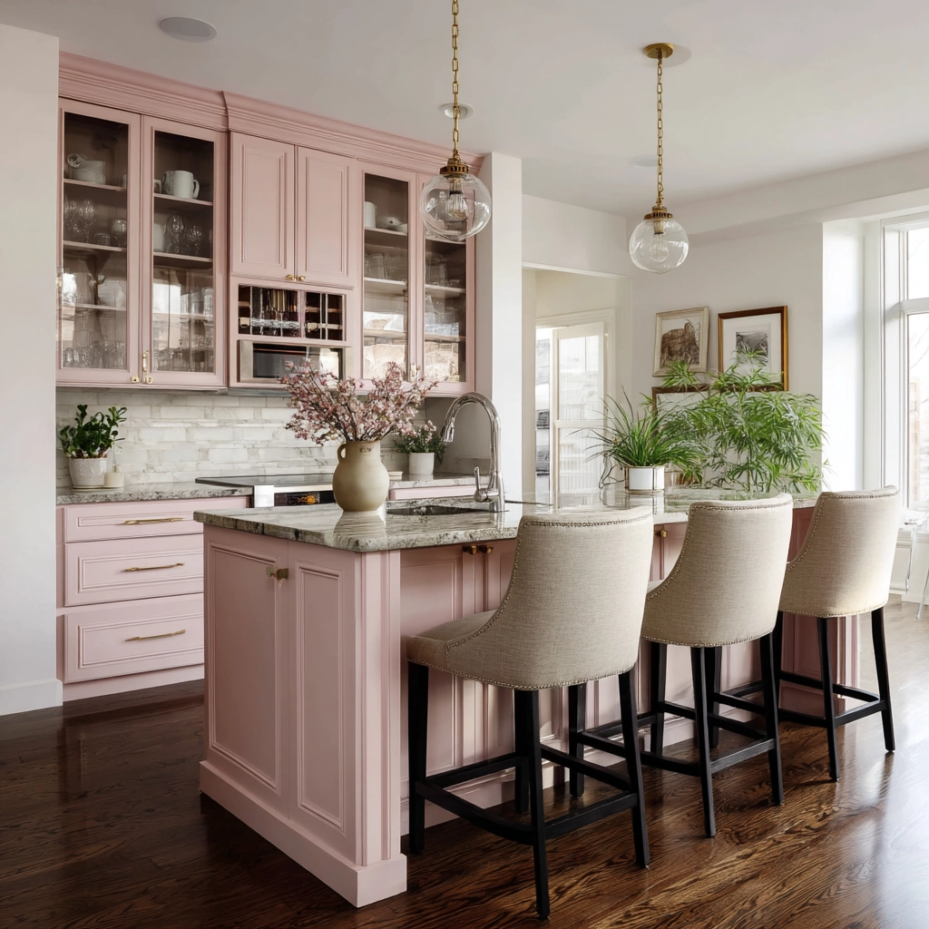 pink kitchen cabinets 30