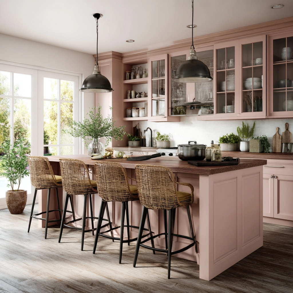 pink kitchen cabinets 31