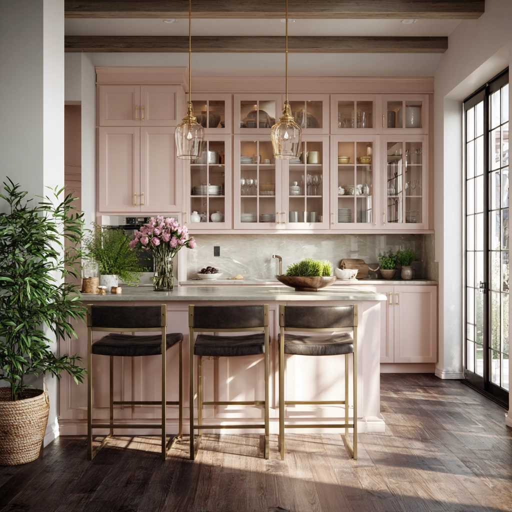 pink kitchen cabinets 32