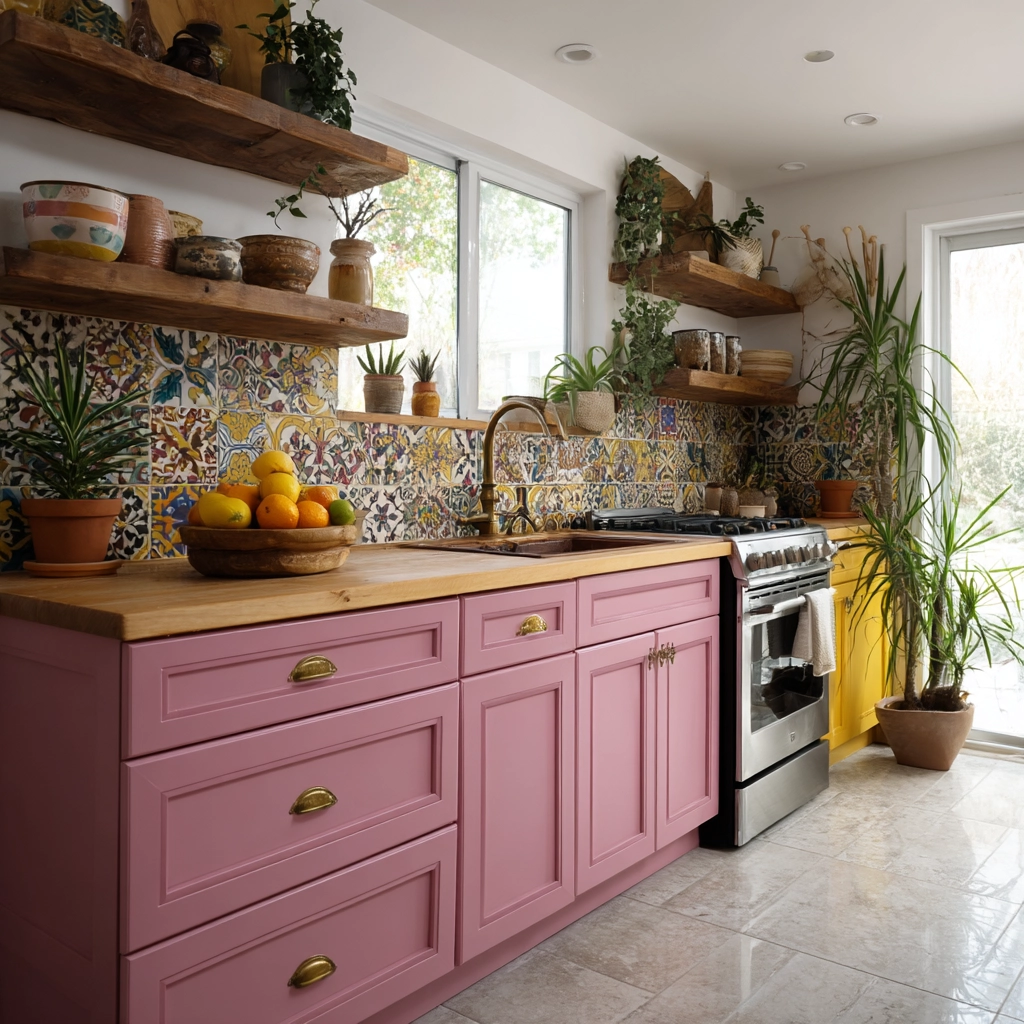 pink kitchen cabinets 35