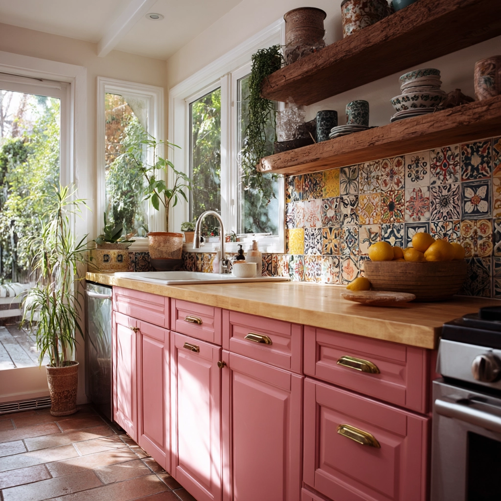 pink kitchen cabinets 36