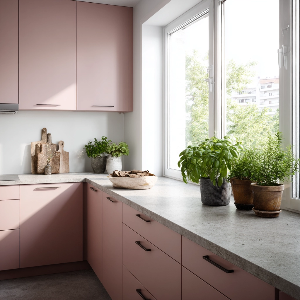 pink kitchen cabinets 37