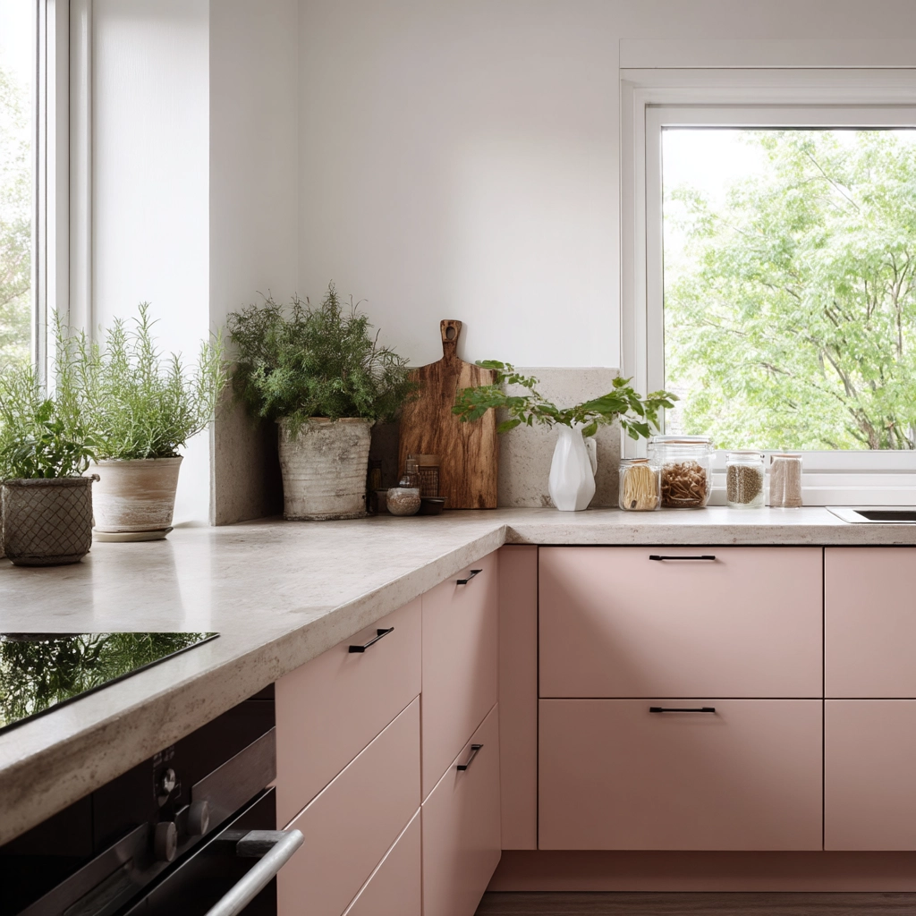 pink kitchen cabinets 38