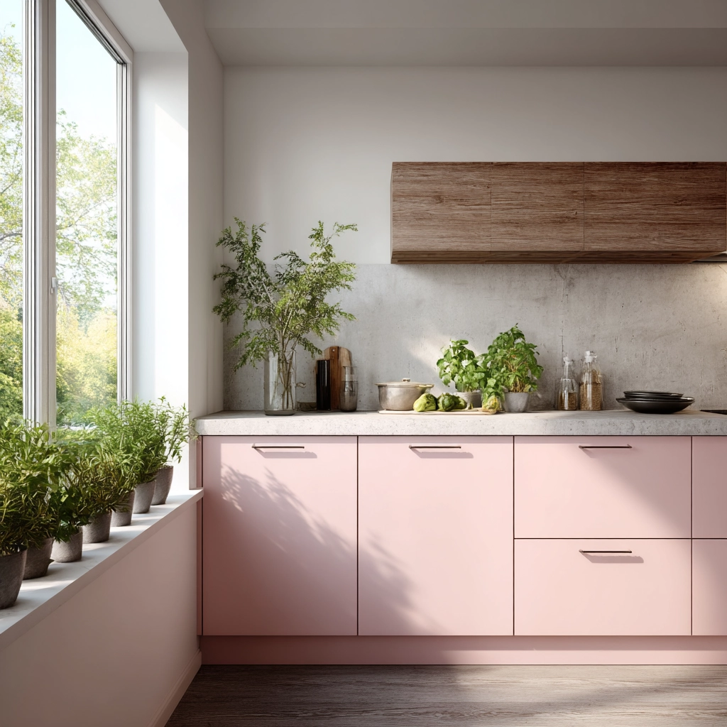 pink kitchen cabinets 40