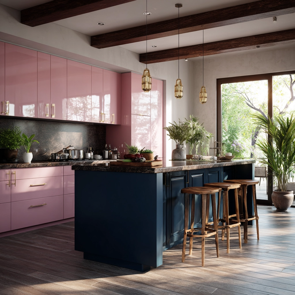 pink kitchen cabinets 42