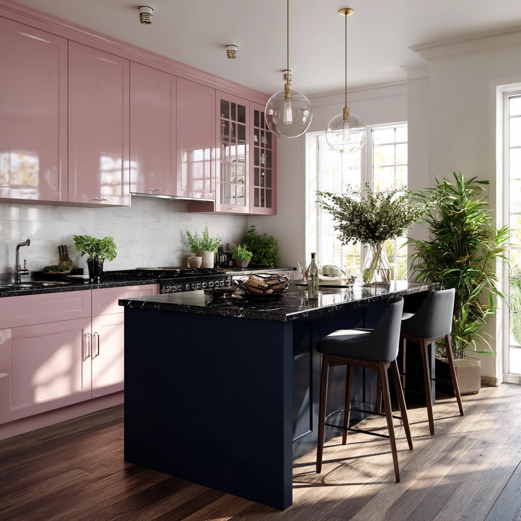 pink kitchen cabinets 44