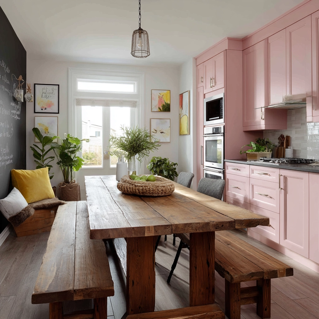 pink kitchen cabinets 45