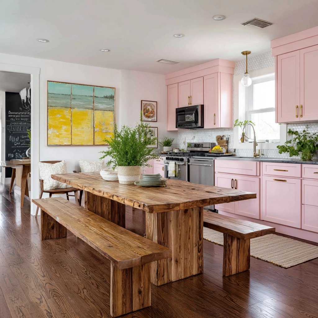 pink kitchen cabinets 47