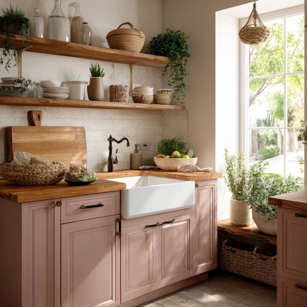 pink kitchen cabinets 49