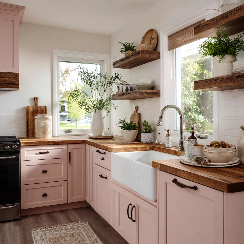 pink kitchen cabinets 51