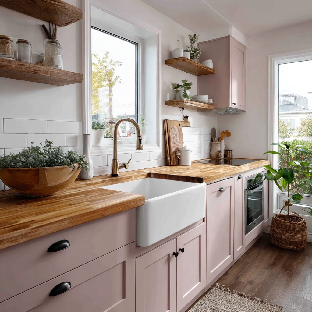 pink kitchen cabinets 52