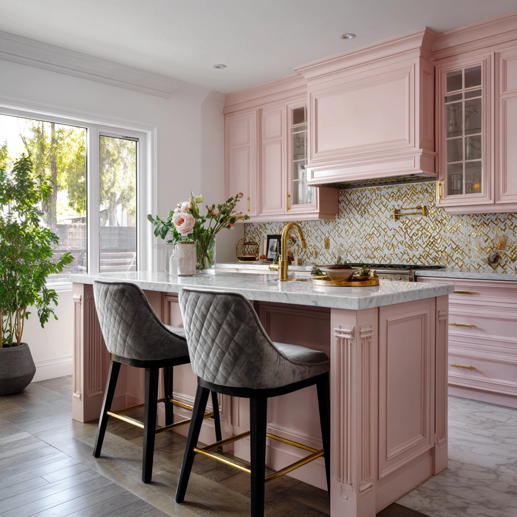pink kitchen cabinets 53