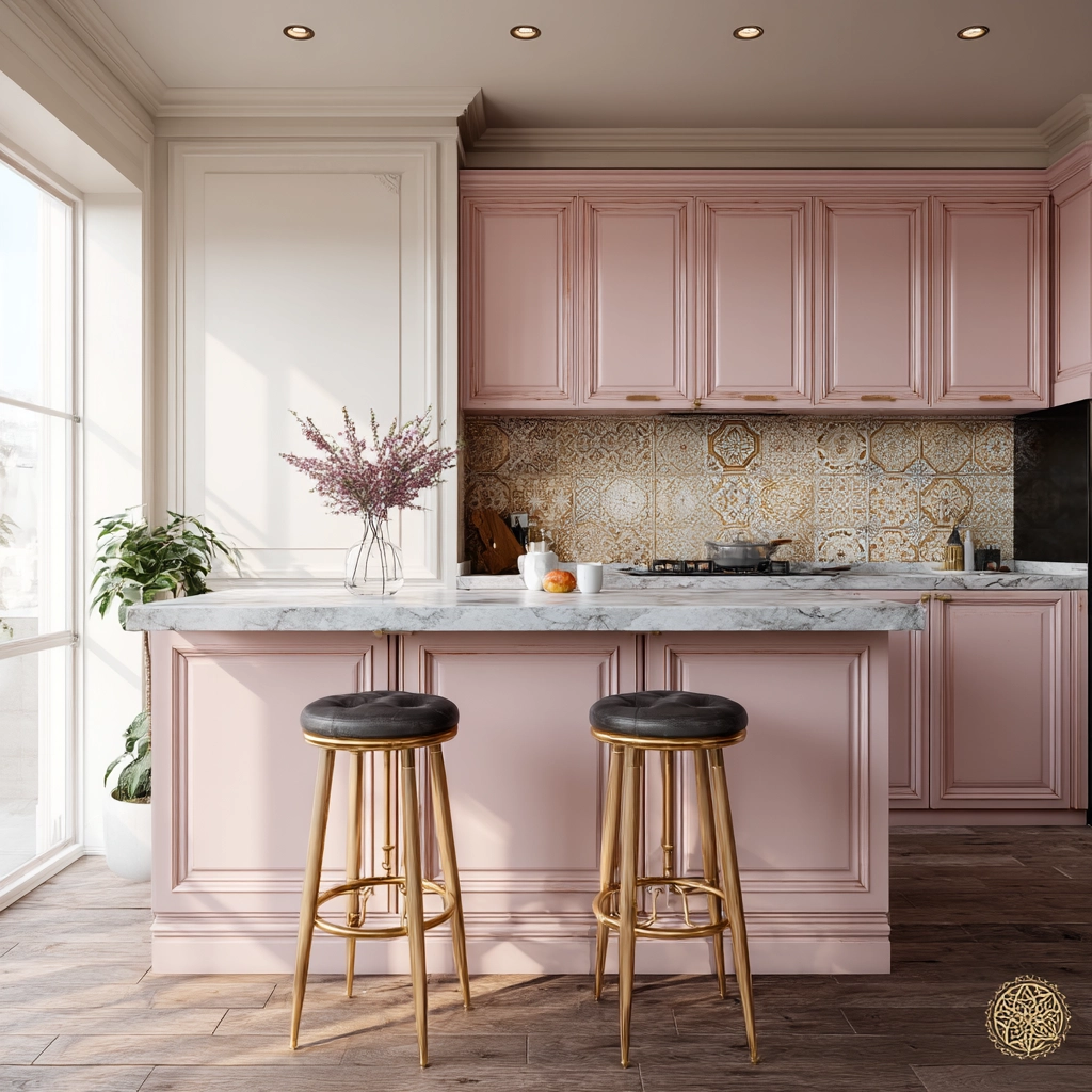 pink kitchen cabinets 54