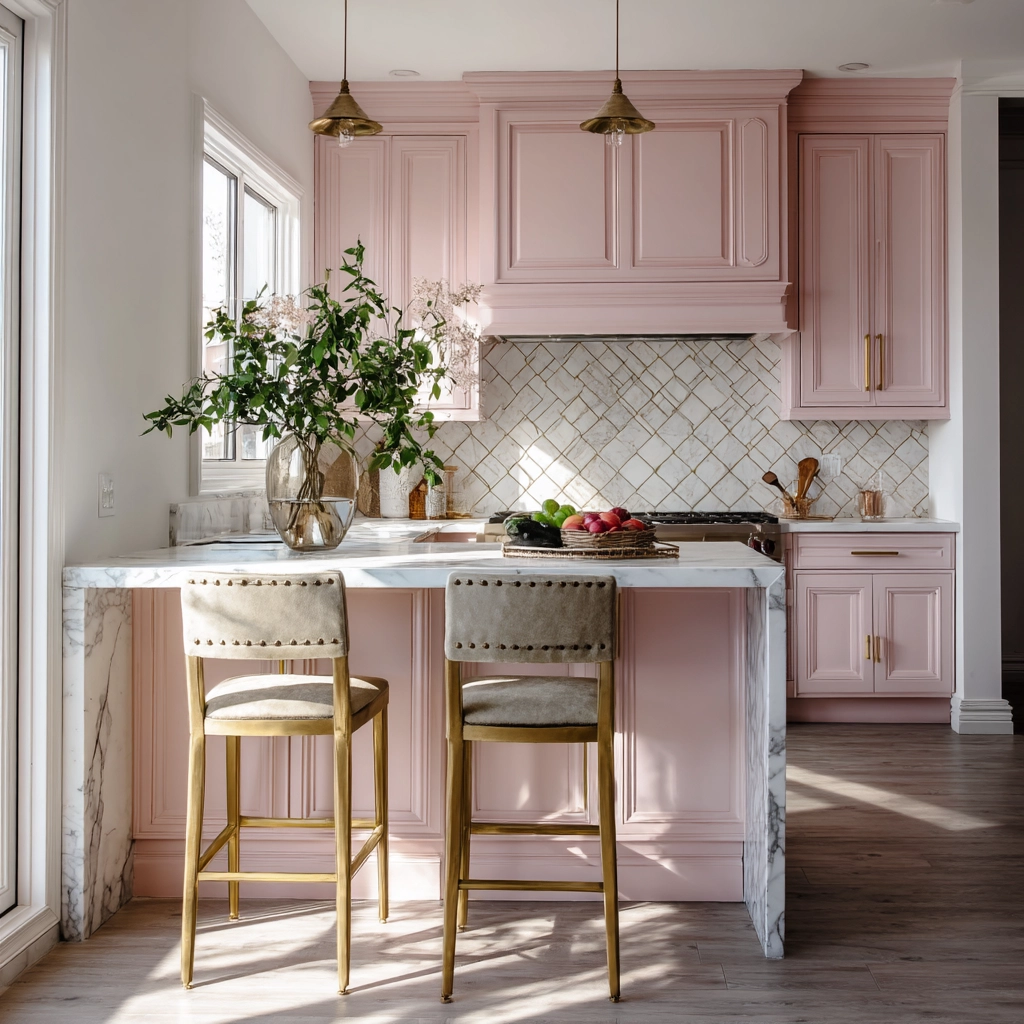 pink kitchen cabinets 55