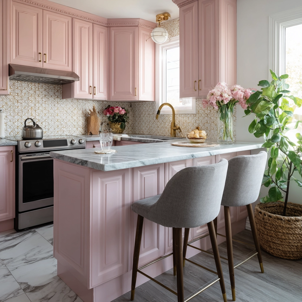pink kitchen cabinets 56
