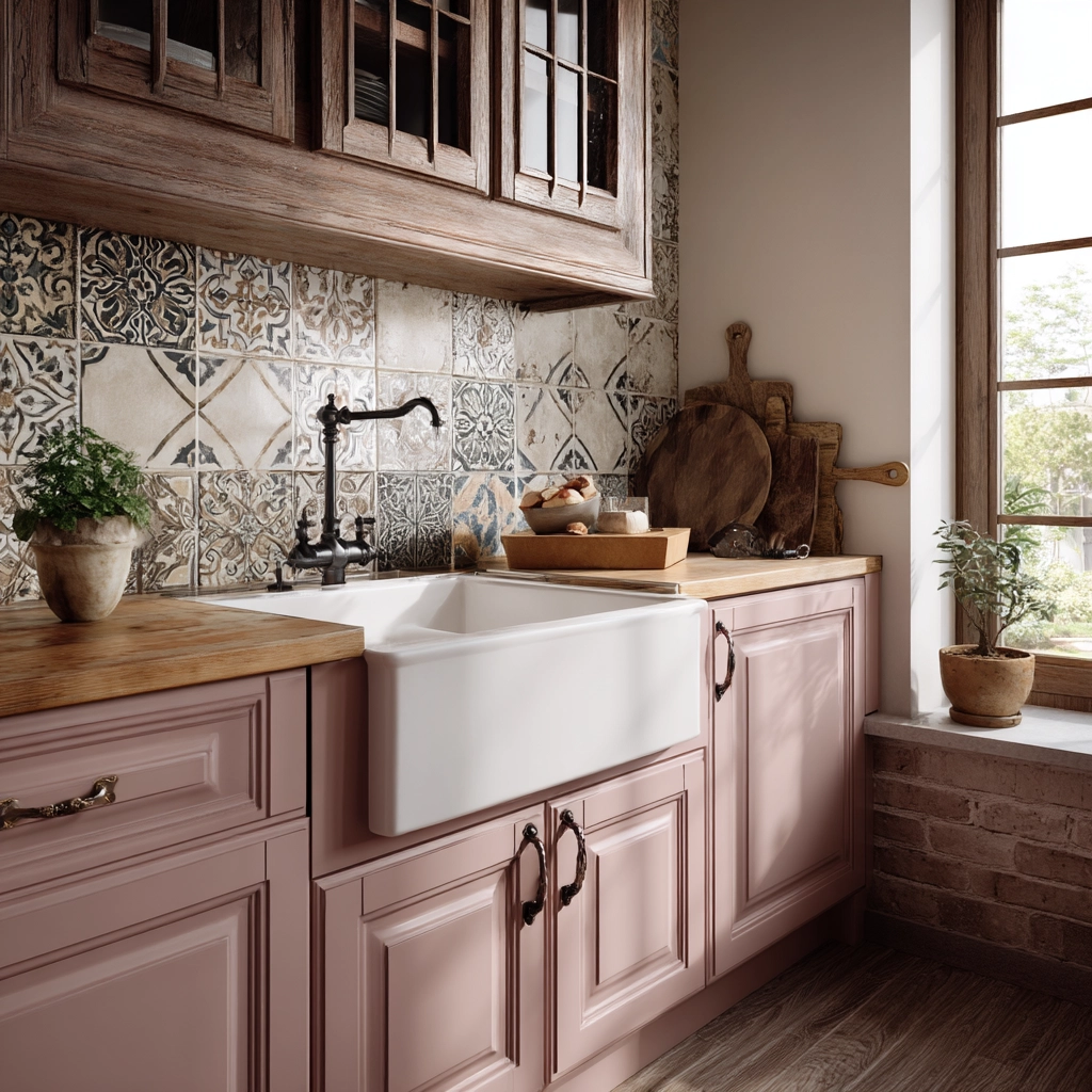 pink kitchen cabinets 58