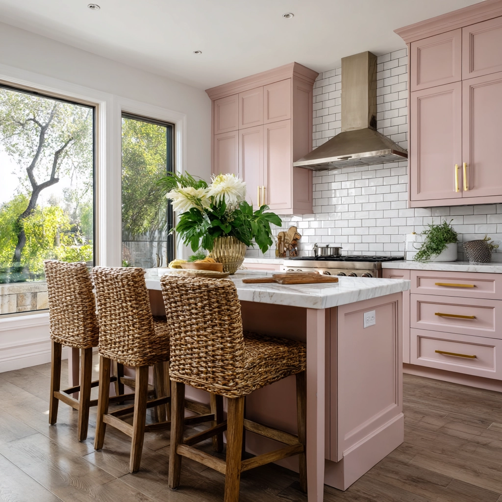 pink kitchen cabinets 9