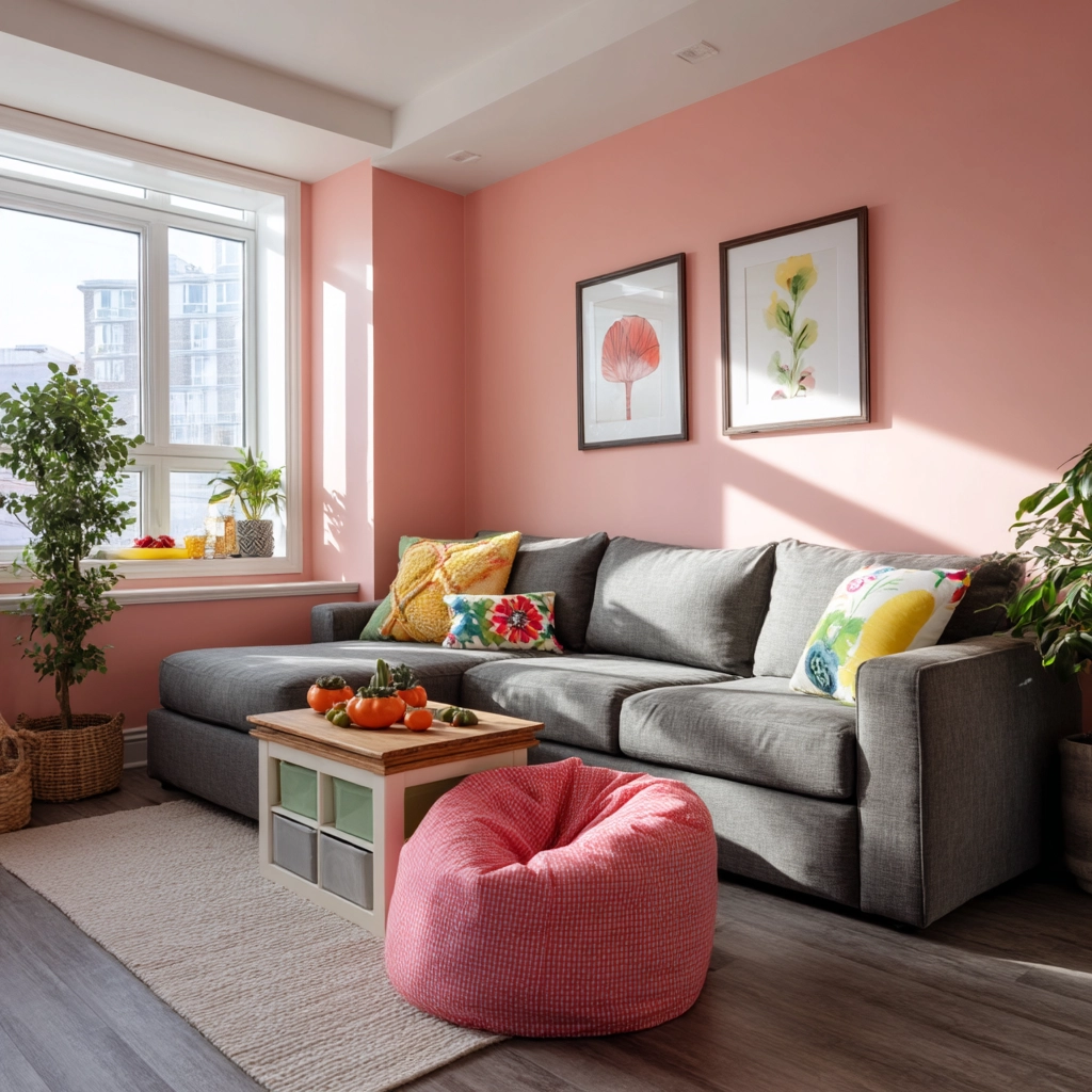 pink living room 13