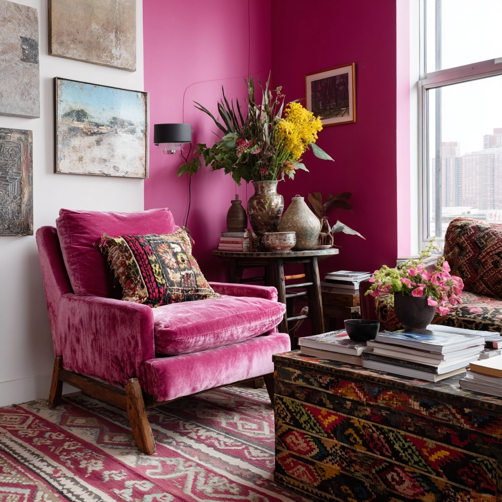 pink living room 38