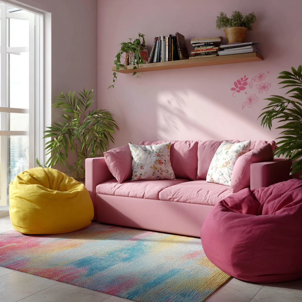 pink living room 57