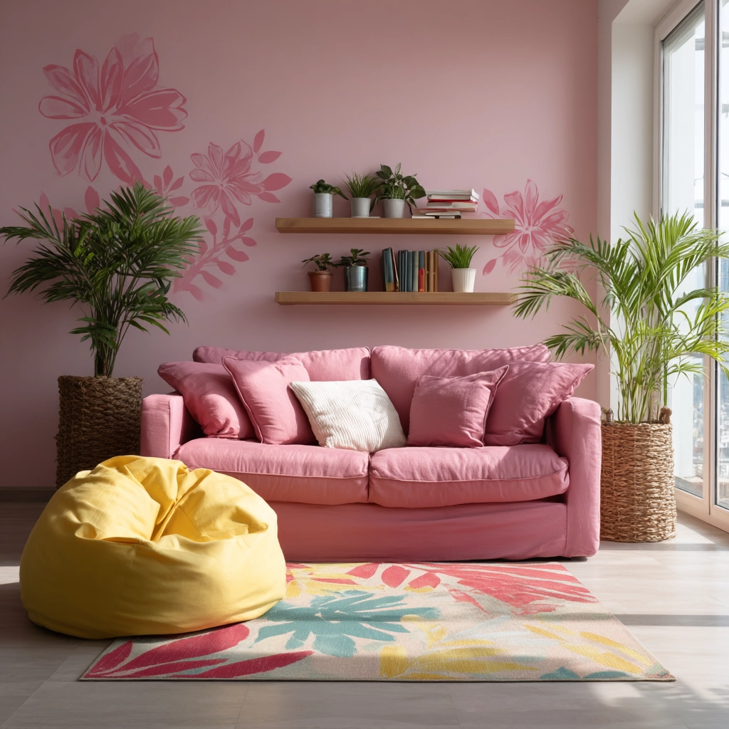 pink living room 59