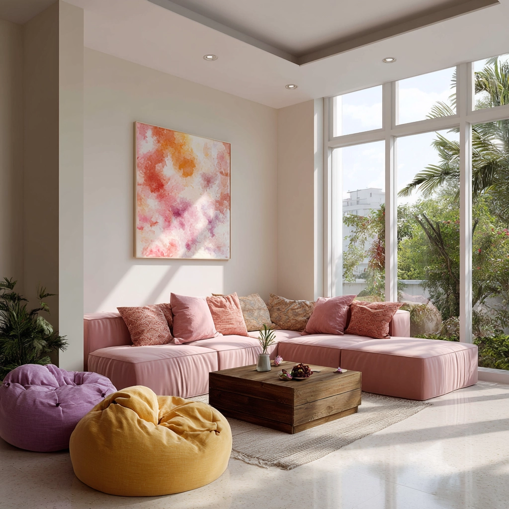pink living room ideas 21