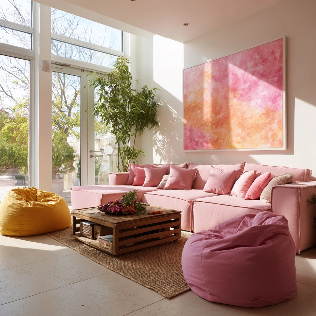 pink living room ideas 23