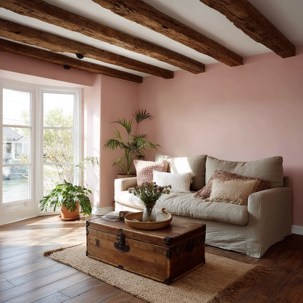 pink living room ideas 42