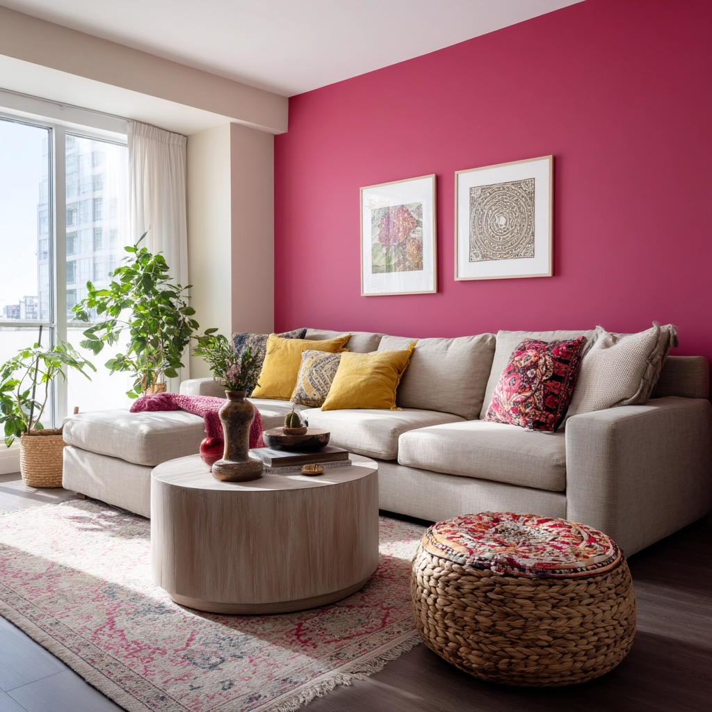 pink living room ideas 46