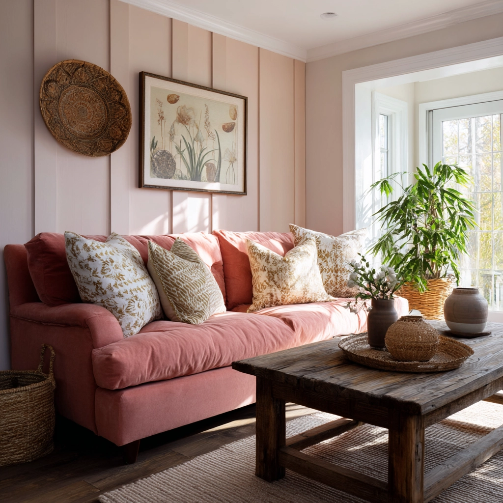 pink living room ideas 53