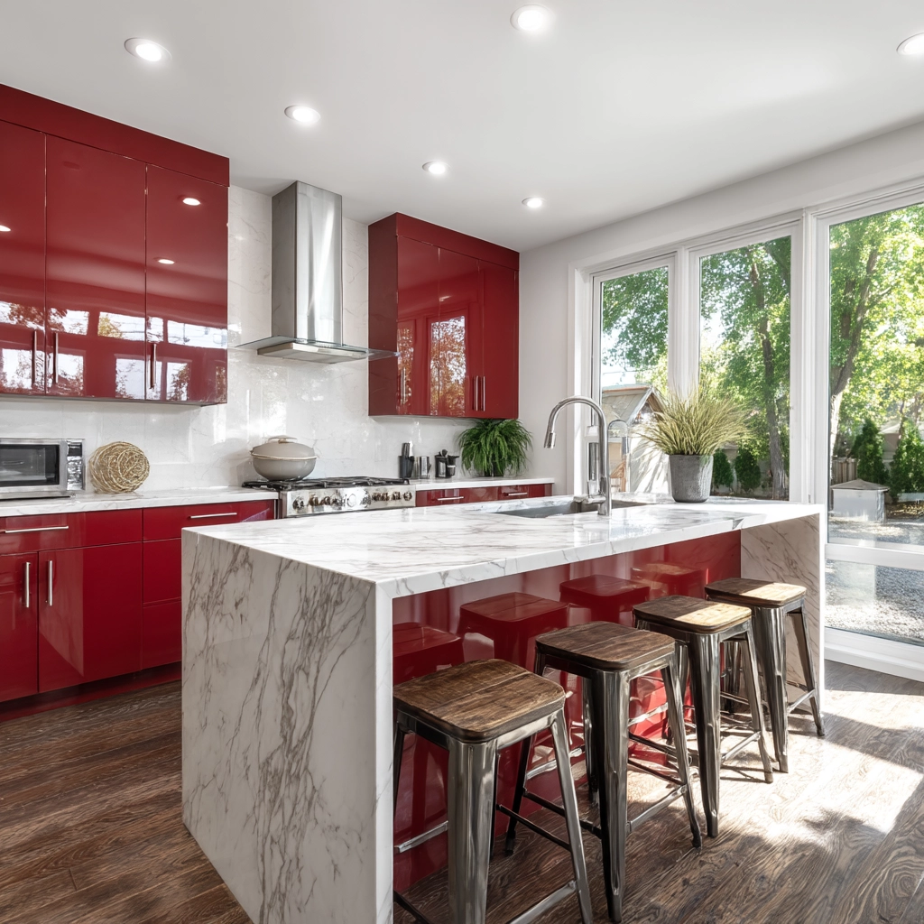 red kitchen cabinets 1