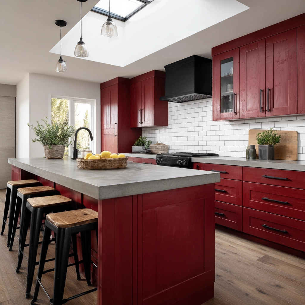 red kitchen cabinets 12