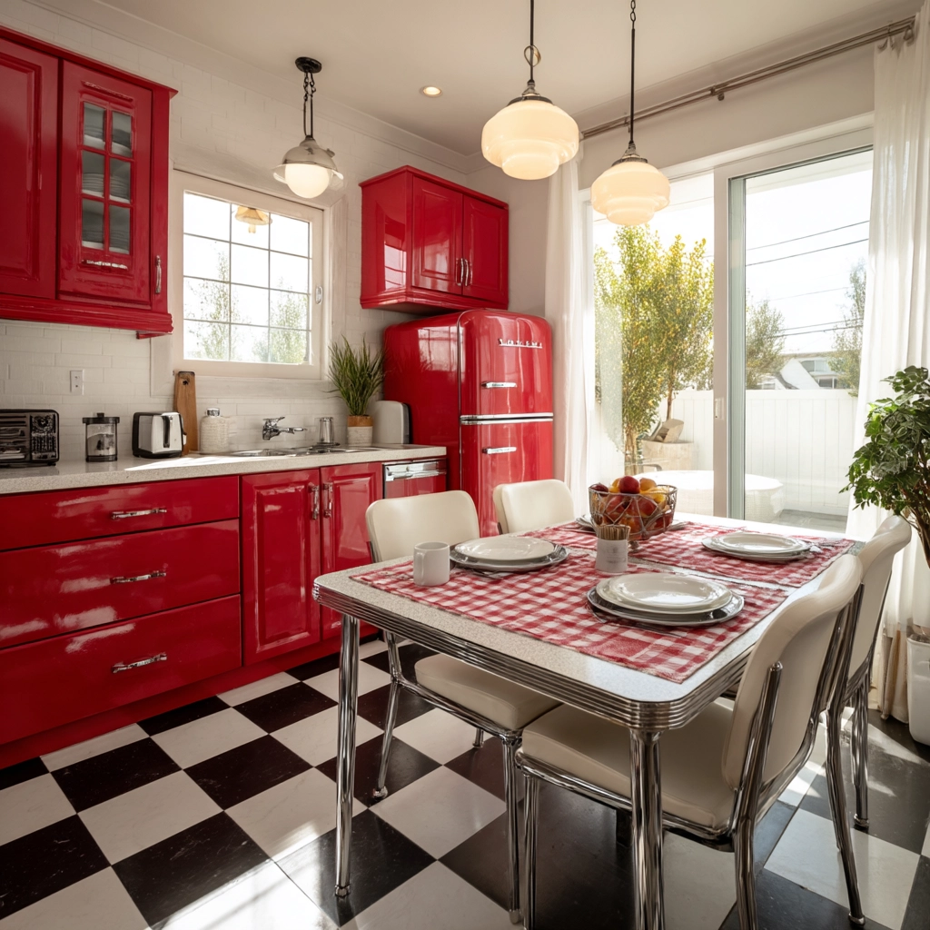 red kitchen cabinets 14