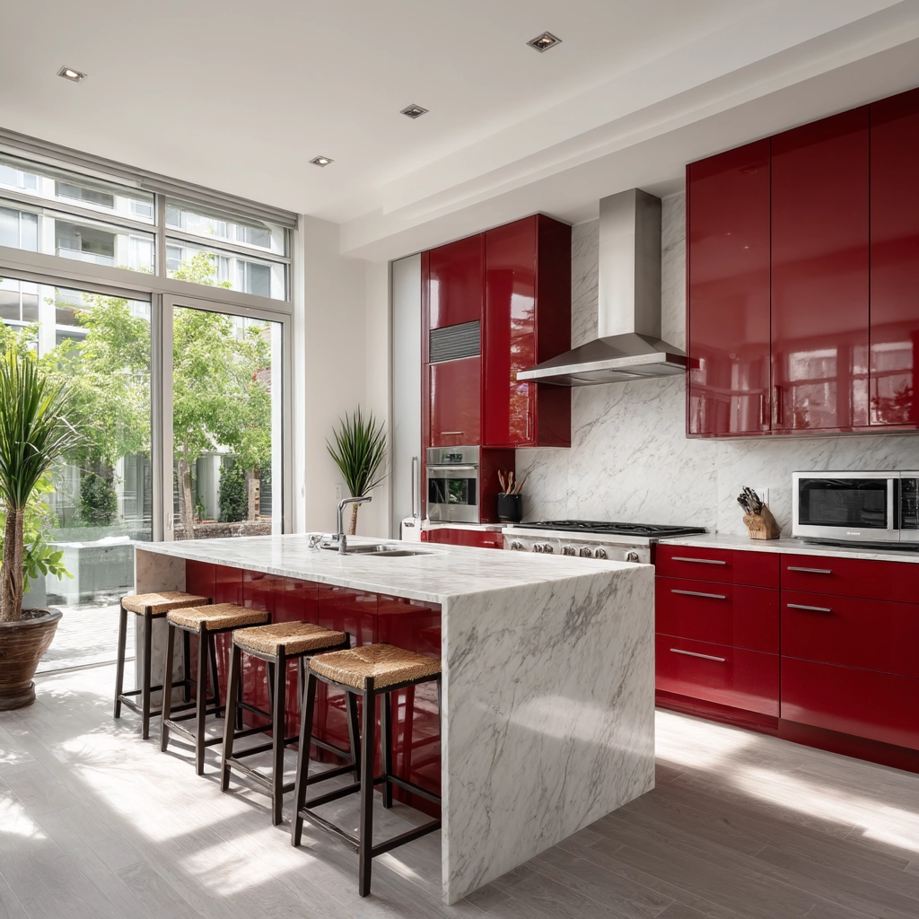 red kitchen cabinets 2