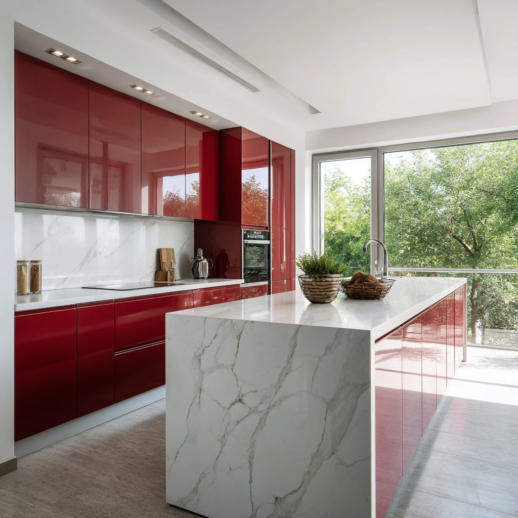 red kitchen cabinets 23