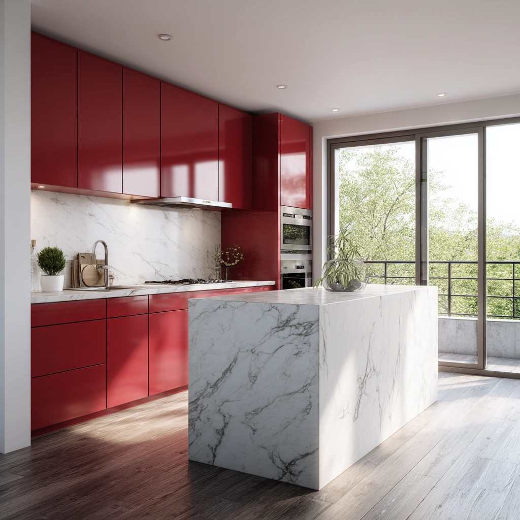 red kitchen cabinets 24