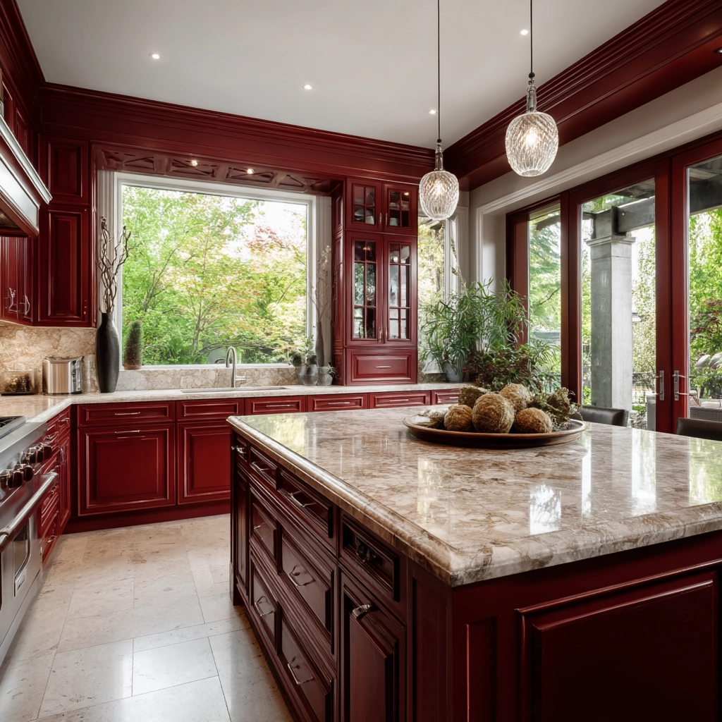 red kitchen cabinets 35