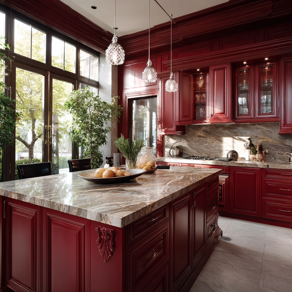 red kitchen cabinets 36