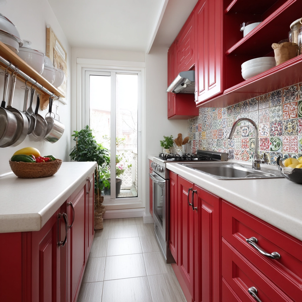 red kitchen cabinets 37