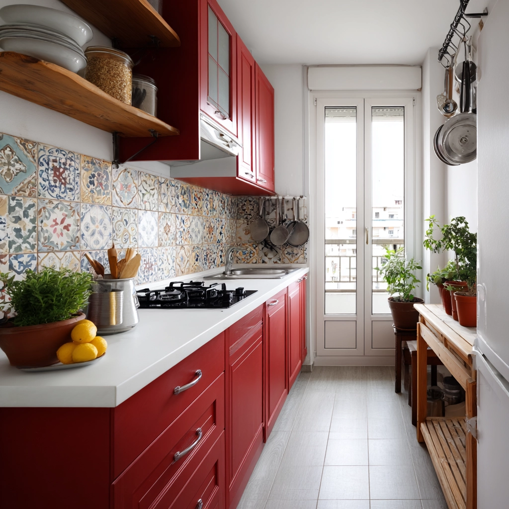 red kitchen cabinets 39